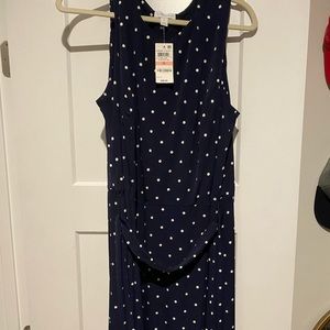 Women’s Plus Size 2X Navy Polka Dot Sleeveless Dress Midi length